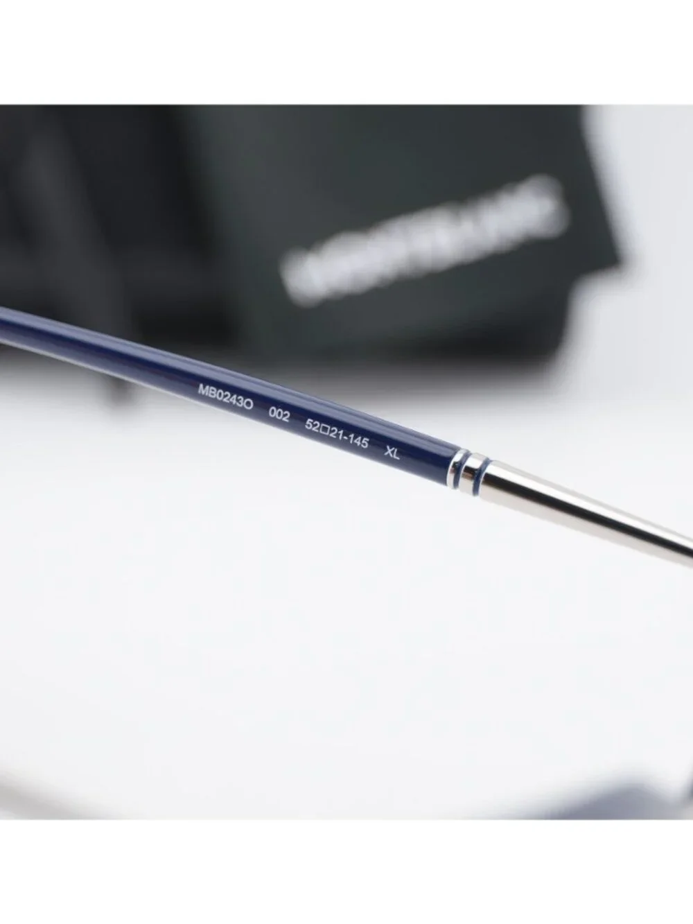 Montblanc MB0243O 002 Browline Eyeglasses 52mm – Blue / Silver